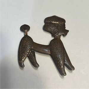 Vintage Mid Century Modern Copper French Poodle Brooch Pin Dog 1950’s-1960’s